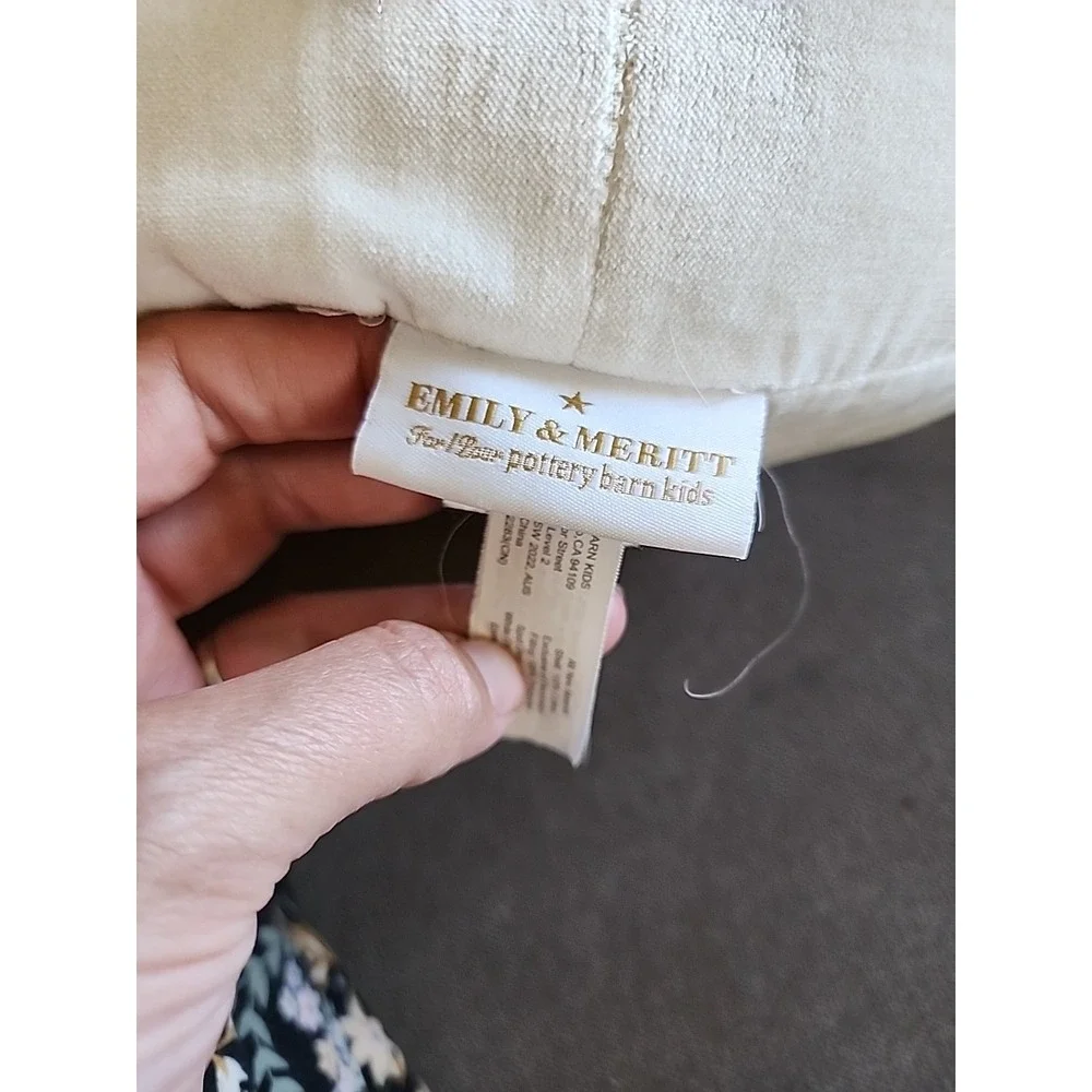 Pottery Barn Kids Emily & Meritt White Decorative Cat Pillow Gold Tassels Kitten